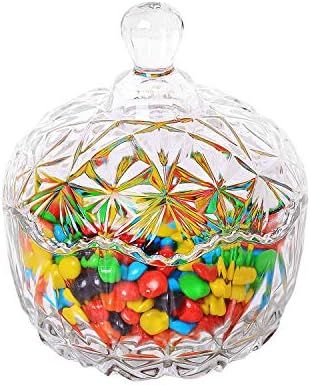 ComSaf Glass Candy Dish with Lid Decorative Candy Bowl, Crystal Covered Storage Jar, Set of 1(Dia... | Amazon (US)