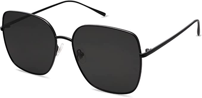 SOJOS Trendy Oversized Square Metal Frame Sunglasses | Amazon (US)