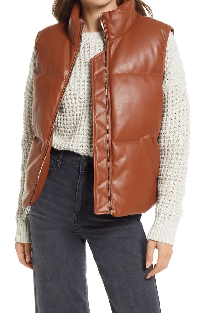 507™ Quilted Faux Leather Puffer Vest | Nordstrom