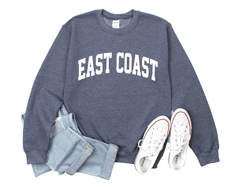 East Coast Sweatshirt, Vintage Varsity Aesthetic, Trendy Travel Destination Gift, New York Sweats... | Amazon (US)