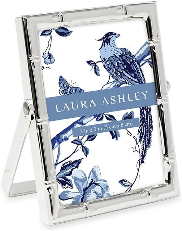 Laura Ashley 2x3 Silver Bamboo Metal Picture Frame (Vertical) with Pull-Out Easel Stand, Made for... | Amazon (US)