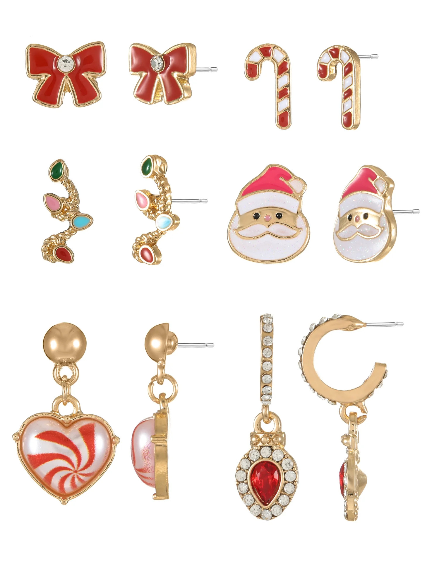 Holiday Time Studs and Drop Earrings, 6 Pairs | Walmart (US)