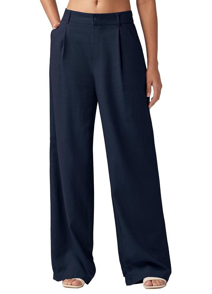 Willit Women's Linen Pants Wide Leg Work Dress Pants Casual Slacks Business Pants with Pockets 27... | Amazon (US)
