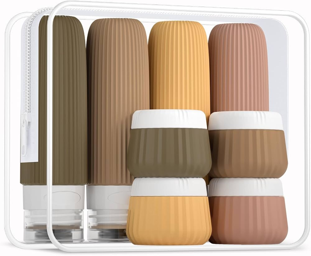 Travel Bottles 8 Pack, TSA Approved 3 oz Travel Toiletries Containers with Clear Bag, Leak Proof ... | Amazon (US)