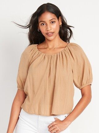 Puff-Sleeve Cutout Tie-Back Swing Blouse for Women | Old Navy (US)