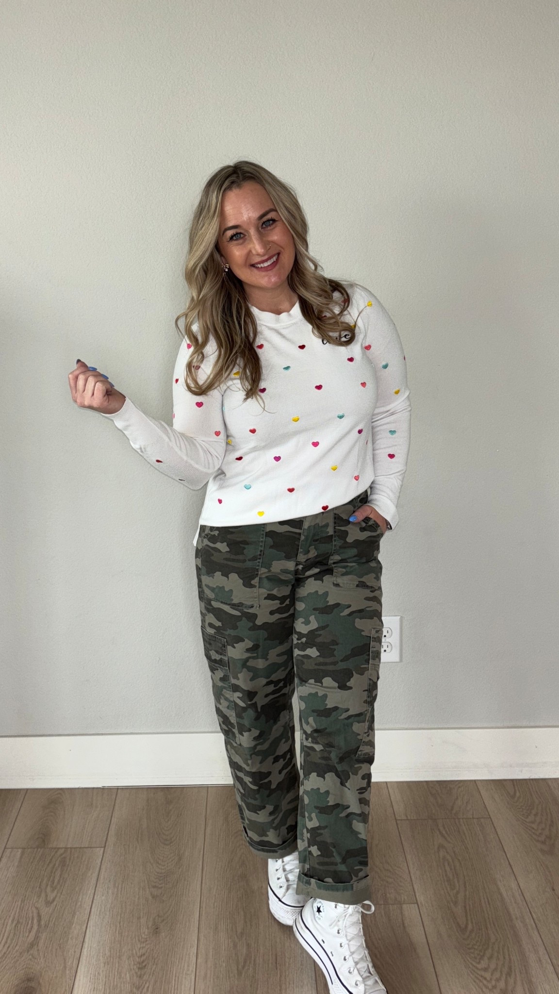 Loving this weather because it reminds me of conversation hearts. 

And I love a good camo moment. 
This would be a fun date night outfit for a casual Valentines dinner or a Galentines Day get together. 



#LTKmomlife #LTKootd #LTKValentine
