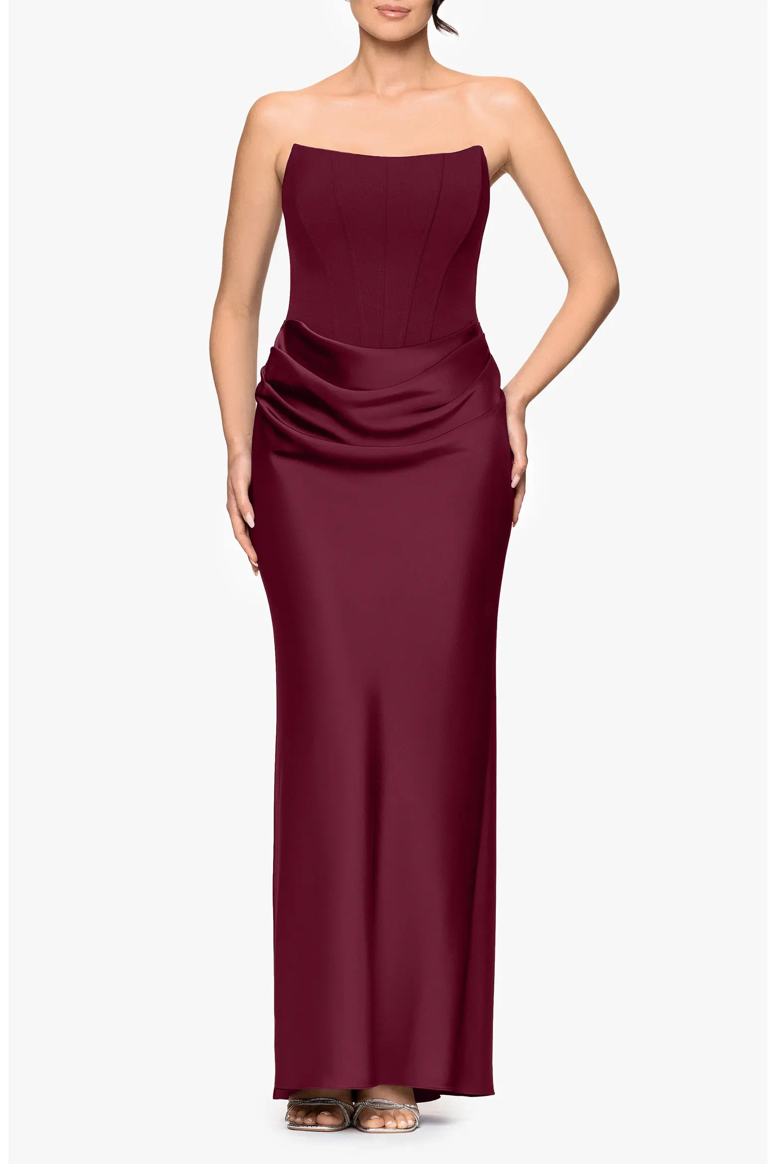 Betsy & Adam Strapless Mixed Media Gown (Women) | Nordstrom | Nordstrom