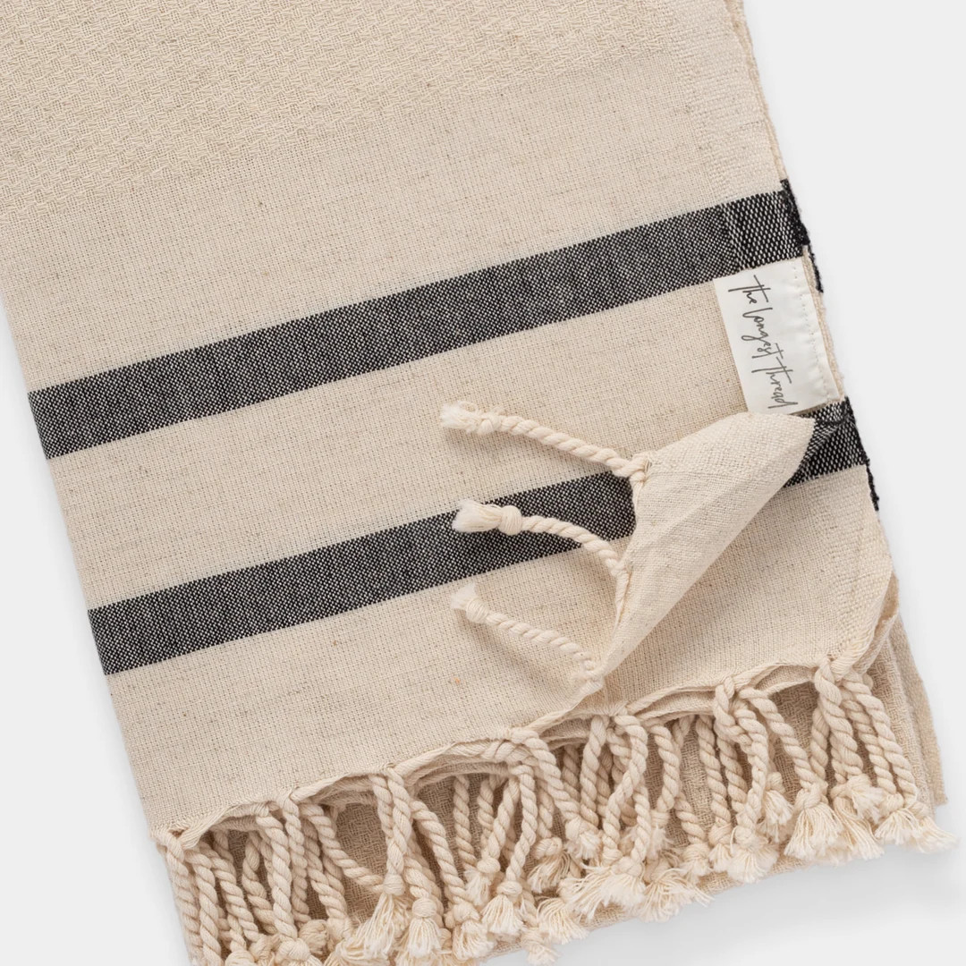 Dune Towel Cotton Turkish Towel Black Striped Linen Towel - Etsy | Etsy (US)