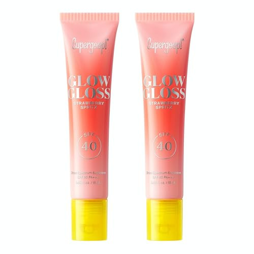 Supergoop! Glow Gloss SPF 40 Lip Balm, Strawberry Spritz (Fruity Berry Flavor, Sheer Coral Tint) - Broad Spectrum Protection with a Non-Sticky, High-Shine Finish - 0.5 fl oz, 2 Pack | Amazon (US)