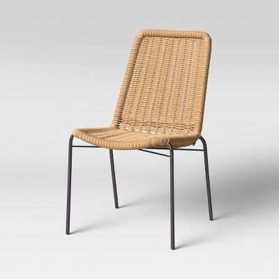 Wicker Stack Outdoor Patio Dining Chair Armless Chair Black - Threshold™ | Target