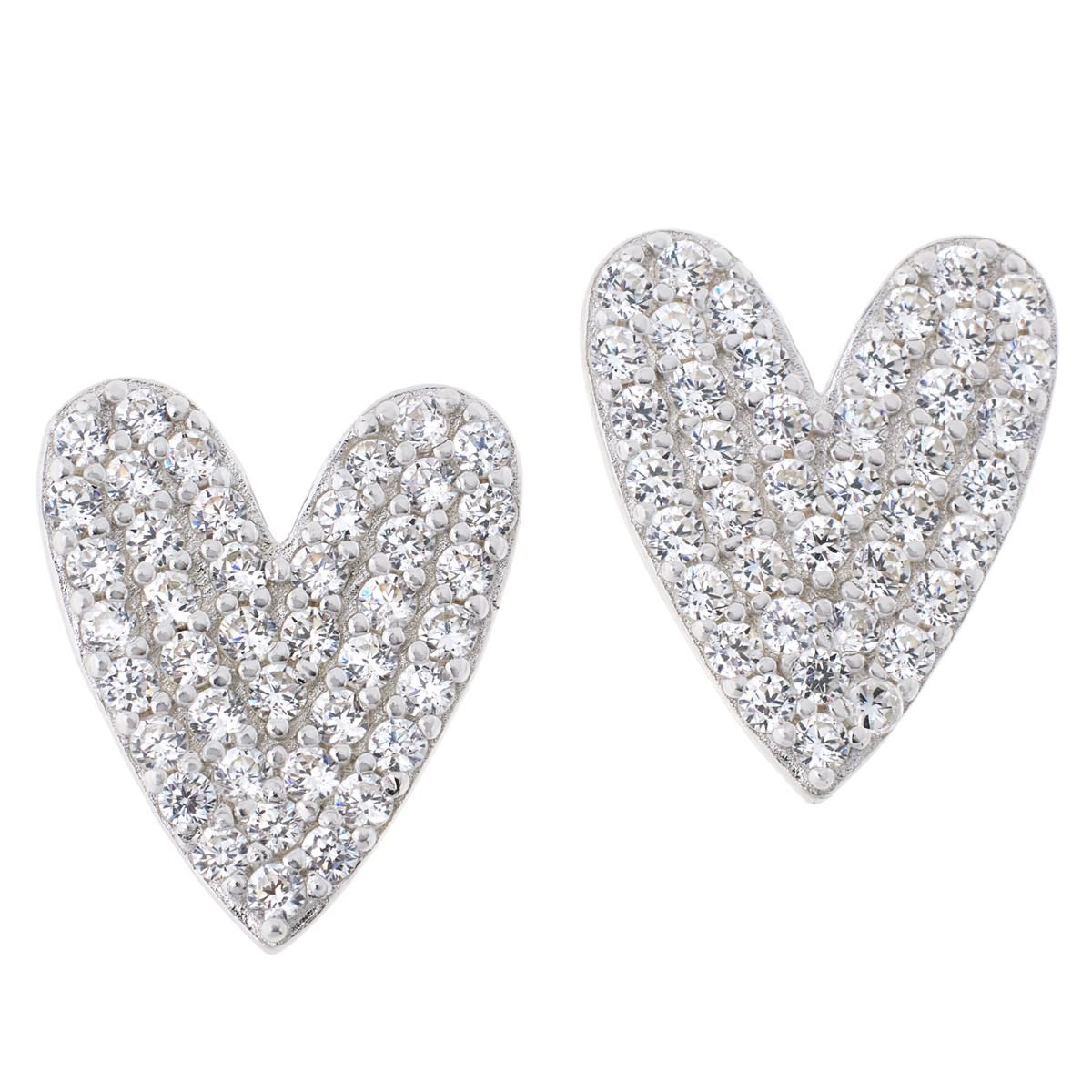 Radiance by Absolute™1.06ctw Pavé Heart Stud Earrings | HSN
