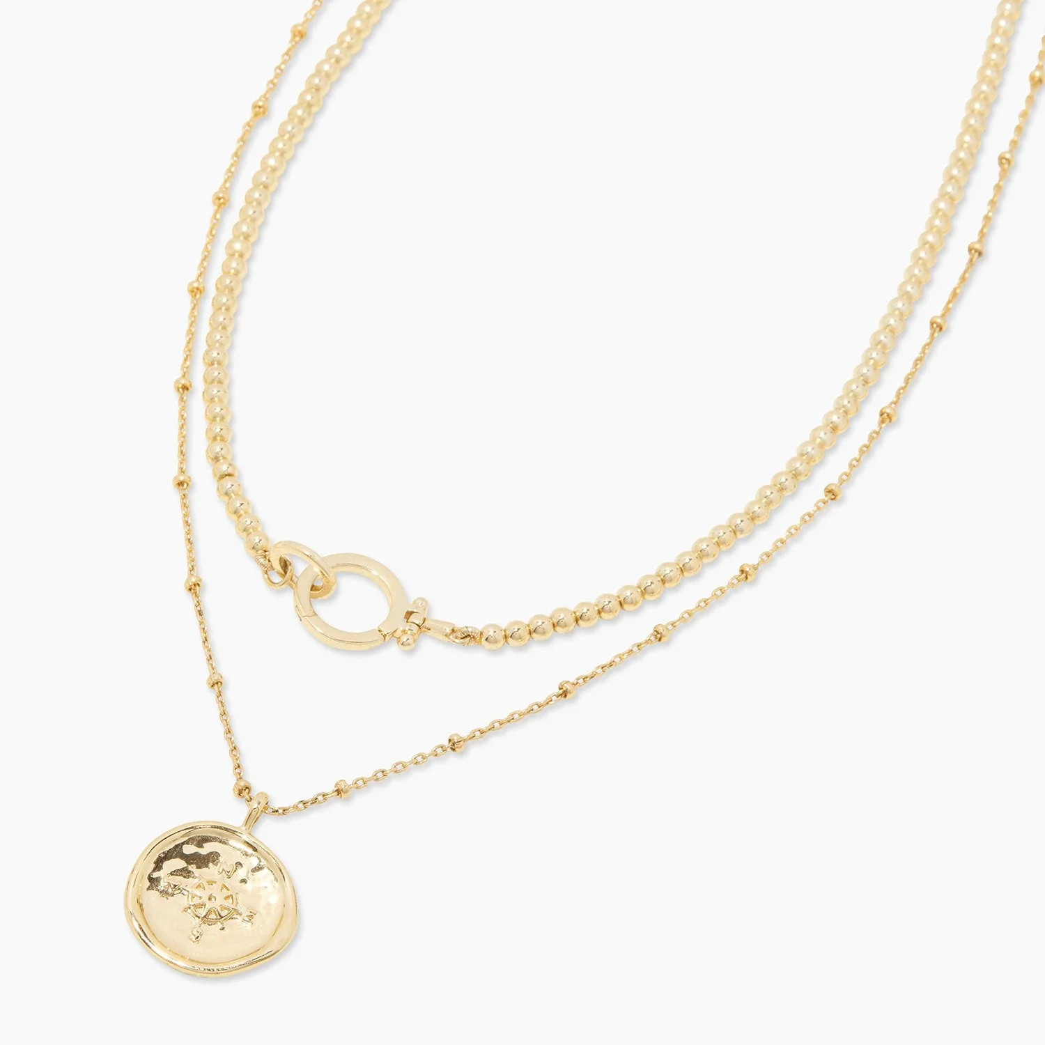 Compass Coin Layering Set Necklace in Gold Plated Brass, Women's | Gorjana