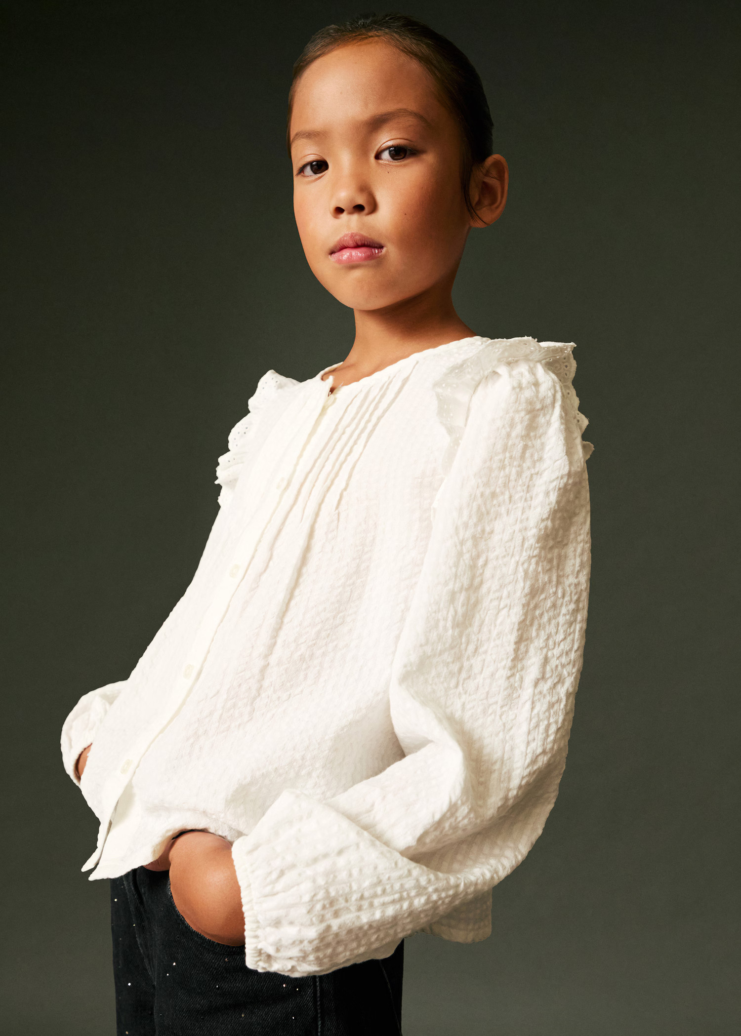 Frills embroidered shirt - Kids | MANGO USA | Mango (US/MX/AU)