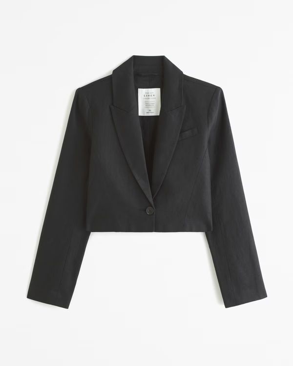 Premium Linen Cropped Blazer | Abercrombie & Fitch (US)