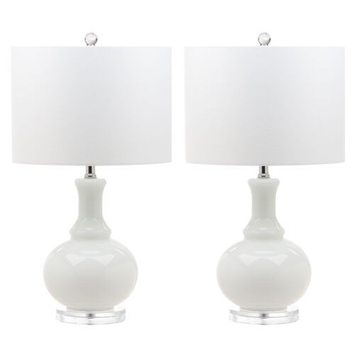 S/2 Myron Table Lamps, White | One Kings Lane