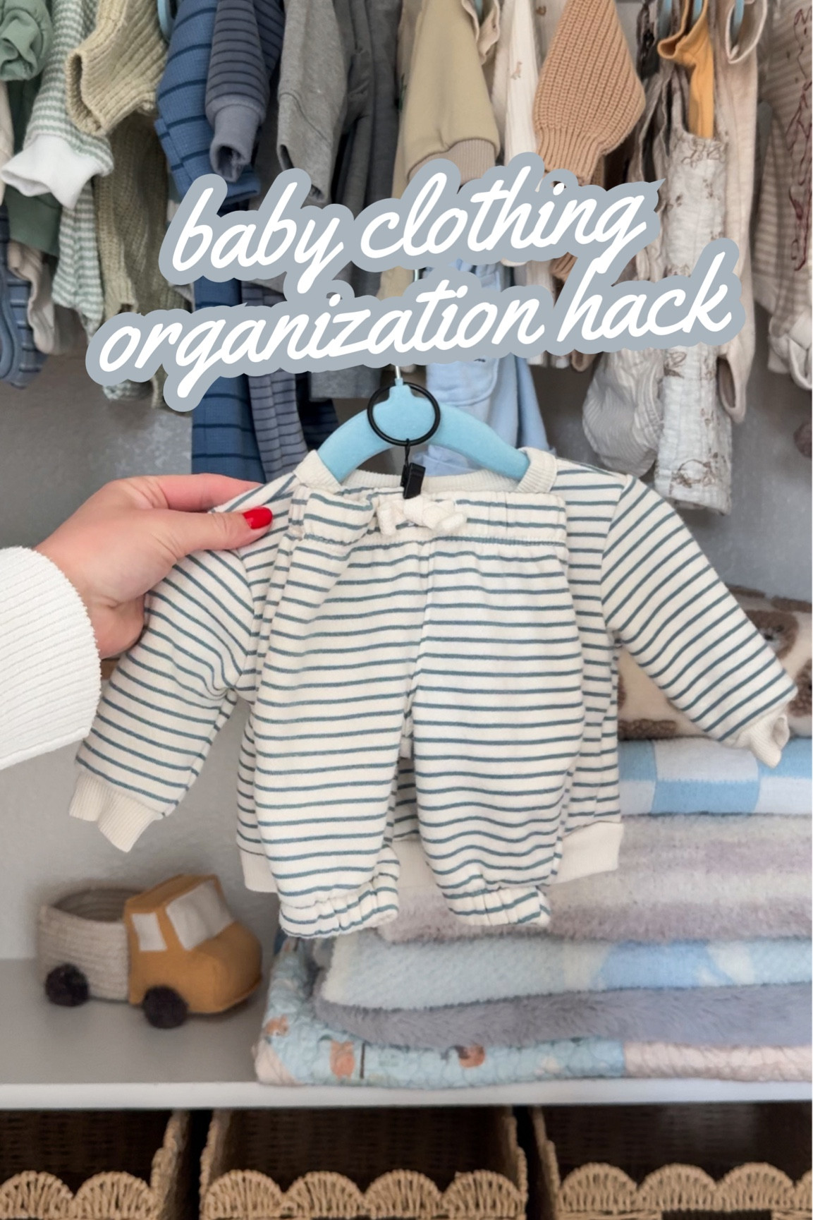 The easiest organization hack for baby clothing (if only it would work for the sets in my closet)👶🏼

I use these inexpensive curtain clips to clip my baby boy’s little pants on onto the hanger so the sets stay together! It takes up less hangers plus keeps things organized🩵

Amazon home, amazon organization, amazon finds, 
