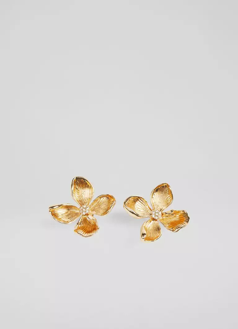 Posie Flower Statement In Gold Earrings | L.K. Bennett (UK)