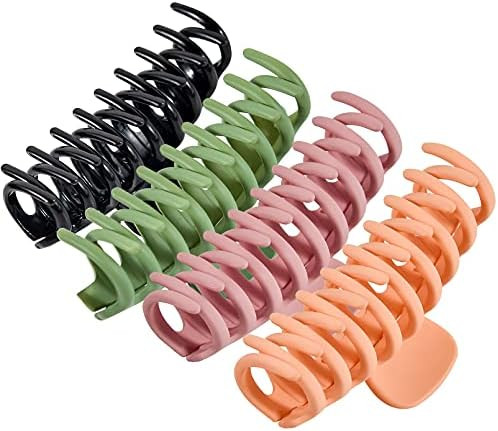Big Claw Clips 4 Inch Nonslip Hair Clip Banana Large matte rubber for Women and Girls Think Curly... | Amazon (US)