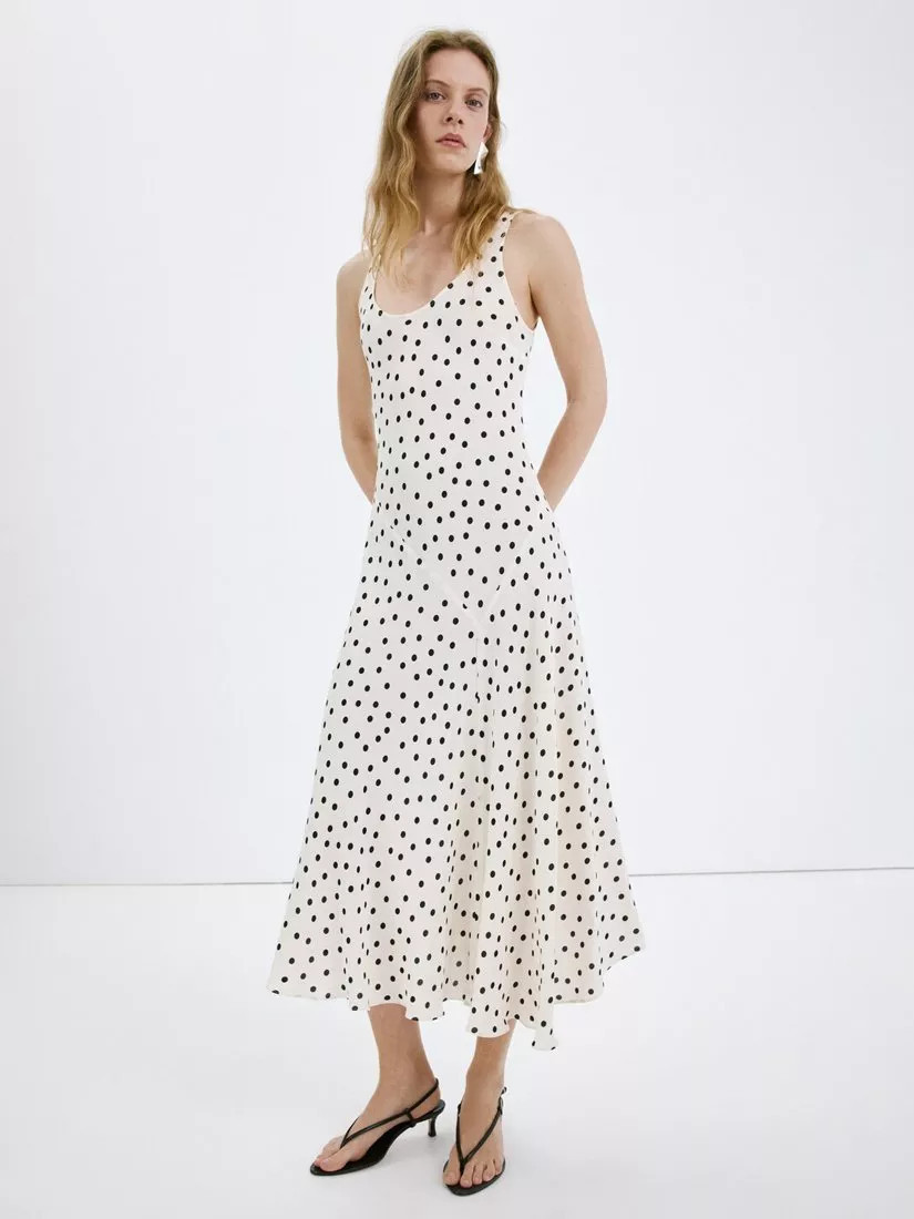 Mango Polka Dot Dress, Off White | John Lewis (UK)