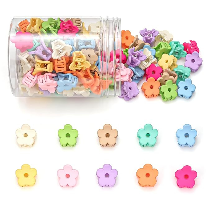 Small Flower Hair Clips 100PCS, Mini Hair Clips Baby Claw Clips Cute Jaw Clips Hair Pins Hair Bar... | Amazon (US)