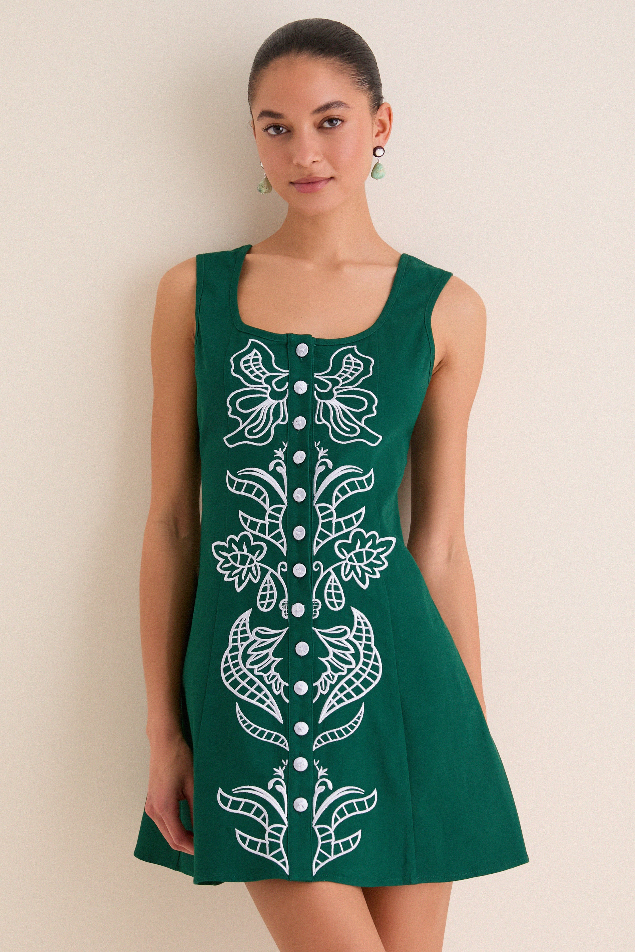 Green & Baby Blue Embroidered Lucy Mini Dress | Tuckernuck (US)