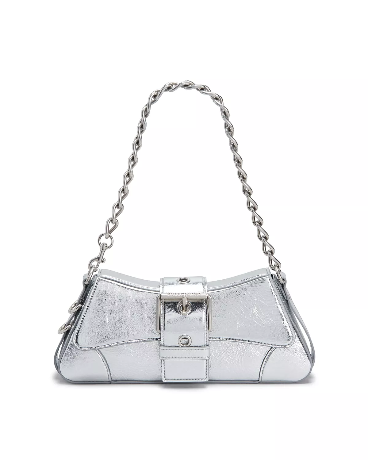 Balenciaga Lindsay Small Buckled Metallic Crinkled-leather