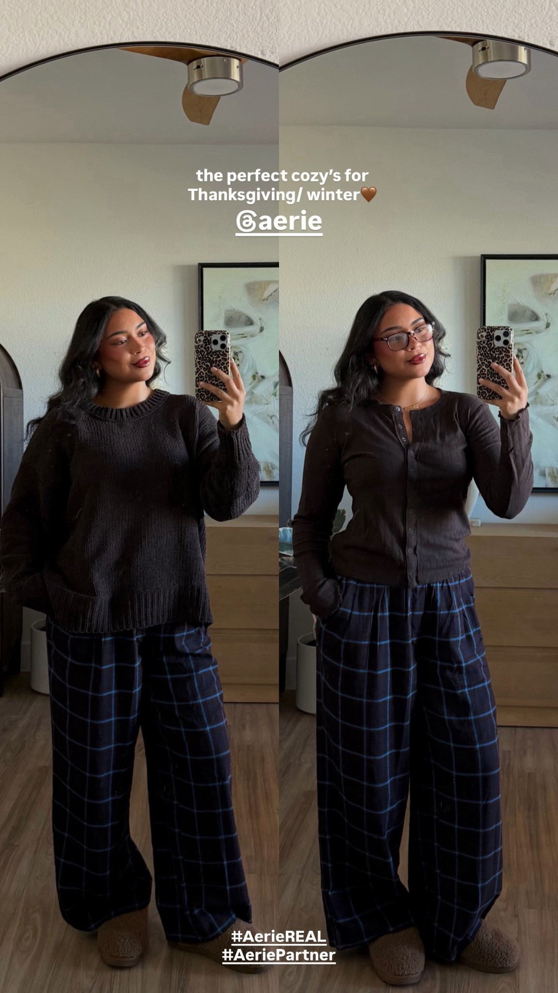 @aerie has the coziest comfiest pieces, there on trousers tops are my favorite🤎 love this brown & blue comfy for a comfy effortless look (wearing a L in the top & M in the bottoms, runs true to size!) Linked a few of my other favorites from the site that are on sale rn too (everything typically runs true to size) #AerieREAL #AeriePartner @shop.ltk #liketkit https://liketk.it/5BgeB