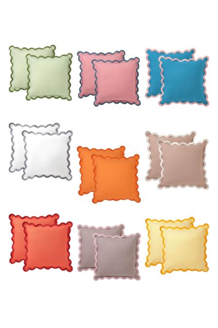 Scalloped throw pillows, grandmillennial throw pillows, grandmillennial decor, summer throw pillows, preppy home decor. Colorful home decor, colorful throw pillows 

#LTKfindsunder100 #LTKhome #LTKfindsunder50