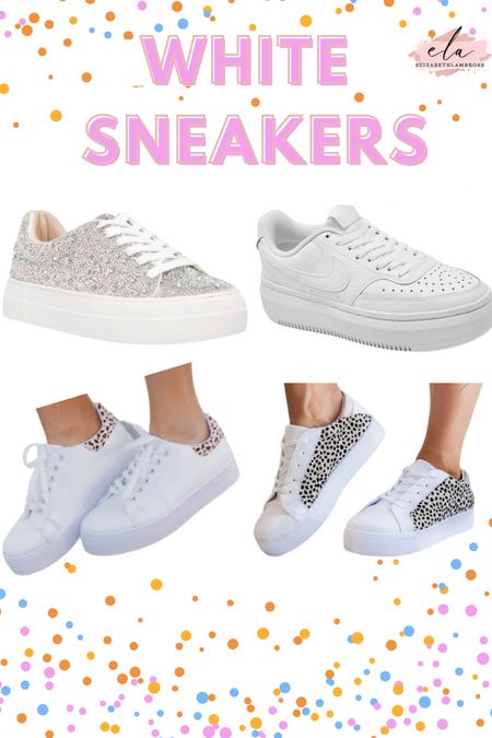 Rounded up some cute white sneakers that go with any outfit!
These are all under $70!
I love my Betsey Johnson sparkle ones, they elevate every outfit! 

#sneakers #white #viral #trend #sparkle #pinklily #platform

#LTKstyletip #LTKsalealert #LTKshoecrush