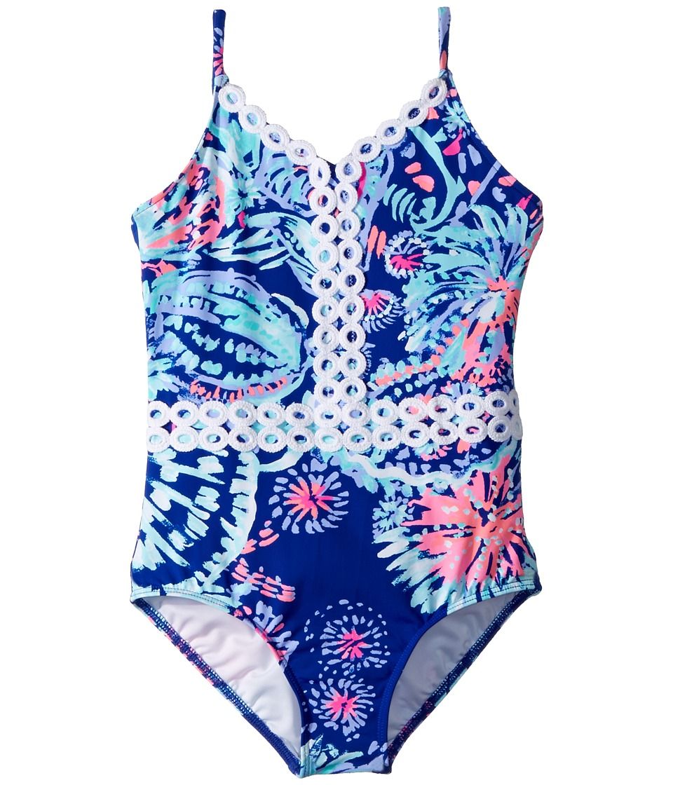 Lilly Pulitzer Kids - UPF 50+ Mals Swimsuit (Toddler/Little Kids/Big Kids) (Twilight Blue Gypsea Girl) Girl's Swimsuits One Piece | Zappos