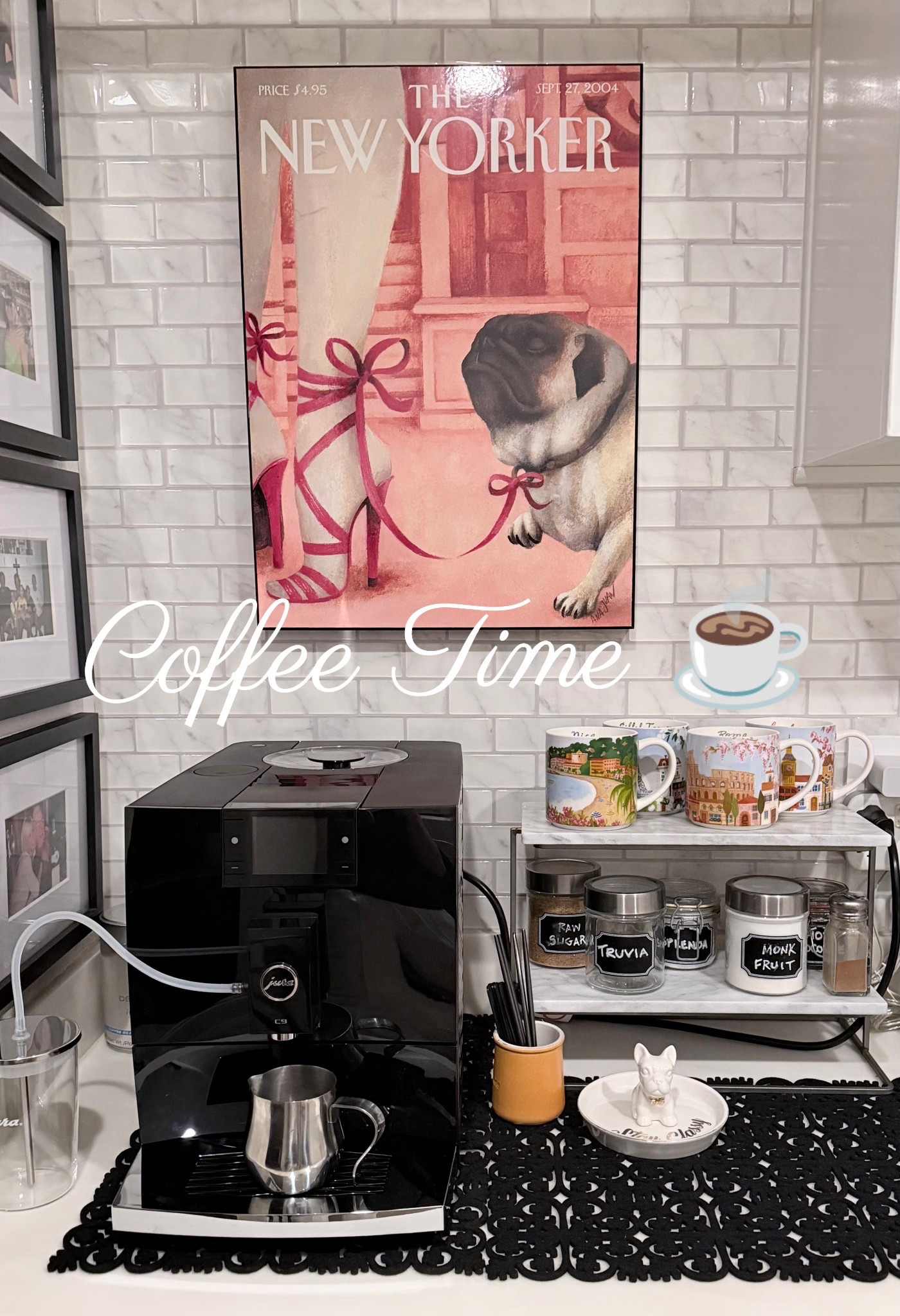 We splurged and bought the Jura coffee machine I’ve been wanting for a long time. Out-of-town guests are arriving for the holiday weekend, so I quickly put together this cute coffee station ☕️🐶

#LTKHome #LTKdayinmylife #LTKfoodie