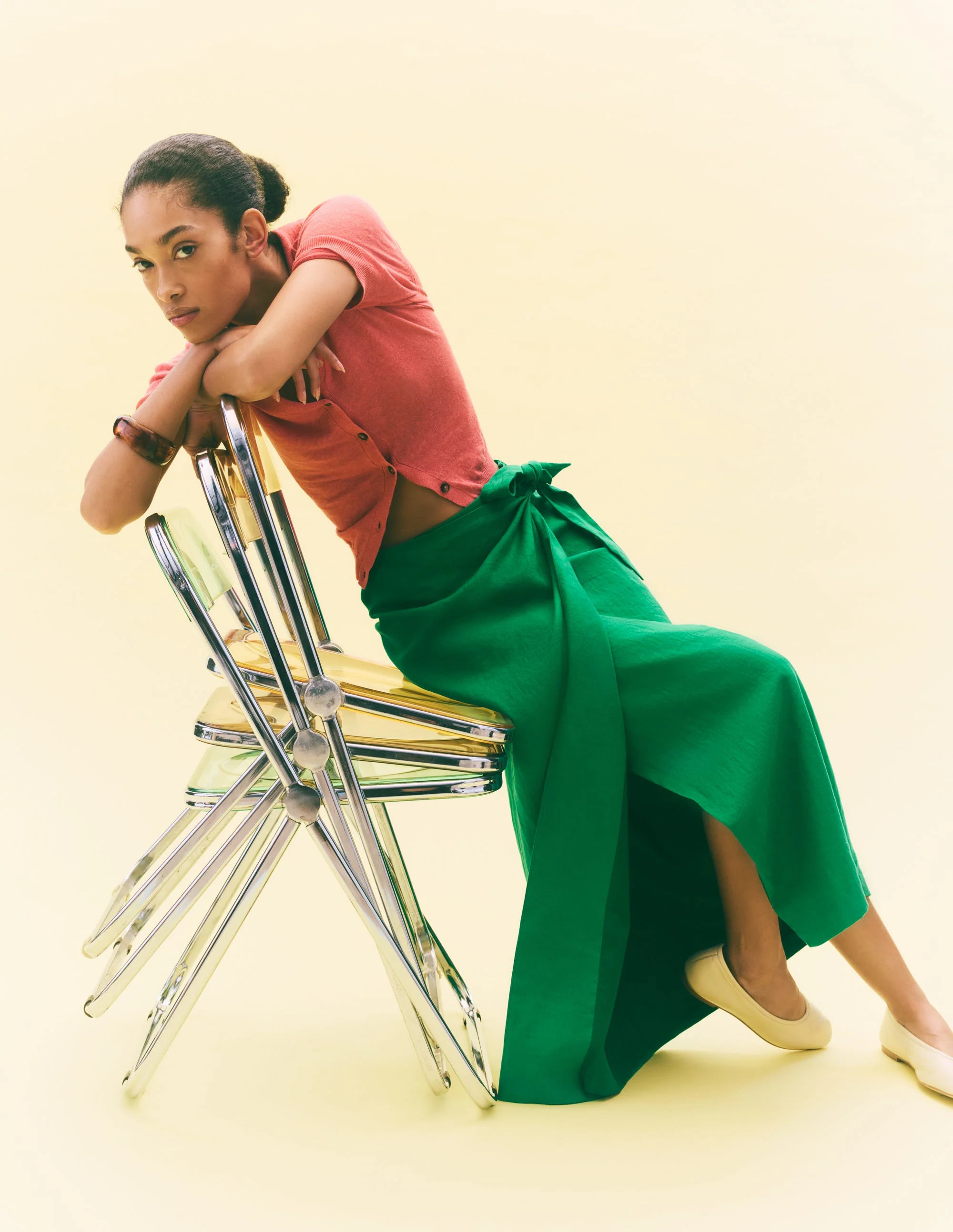 Dimitra Linen Column Skirt-Rich Emerald | Boden (US)