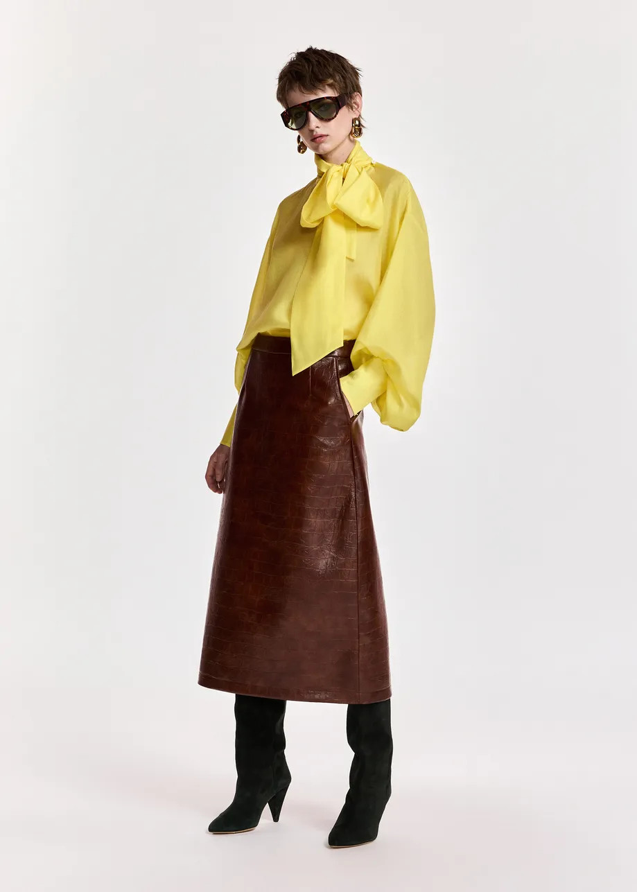 Yellow oversized pussy-bow top | Essentiel Antwerp United Kingdom | Essentiel Antwerp