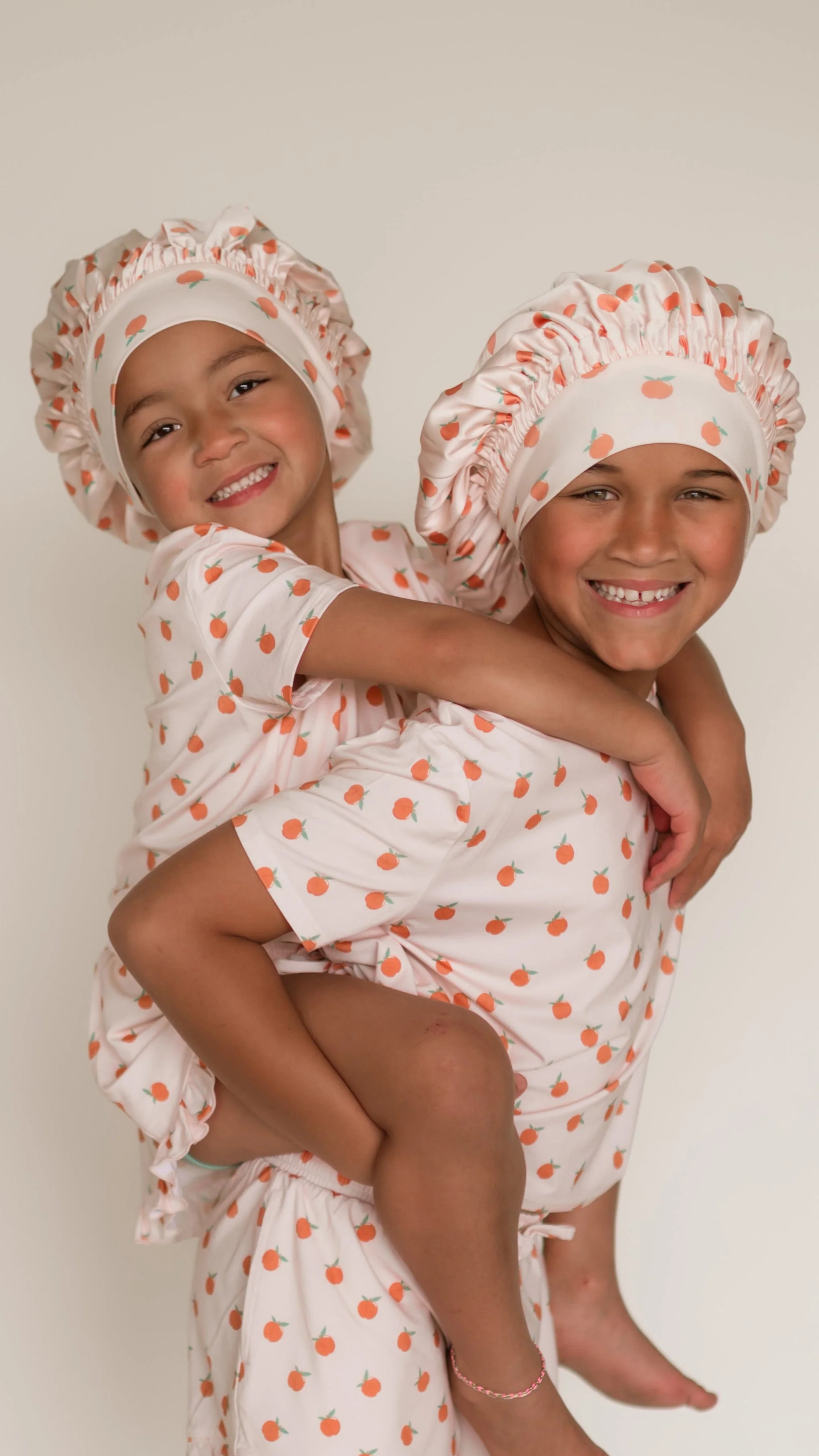 Kids Satin Bonnet in Peaches | Silks Design