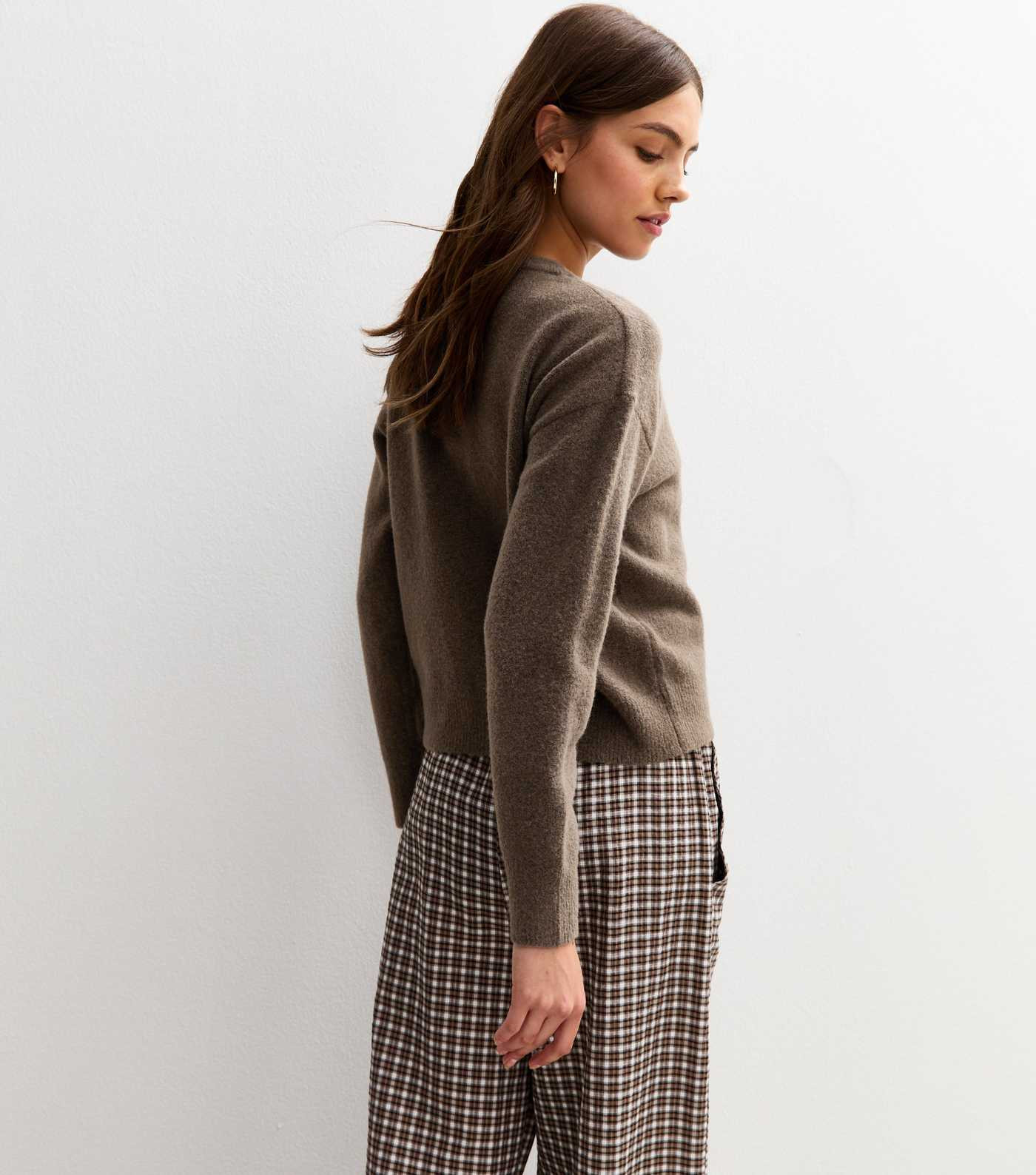 Dark Mink Crew Neck Knit Cardigan | New Look | New Look (UK)