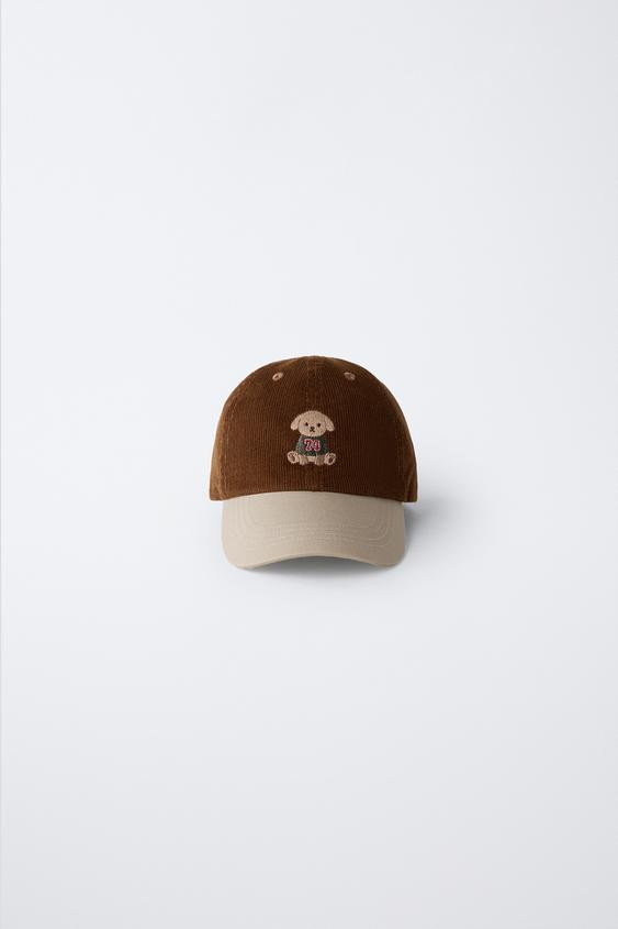 CORDUROY EMBROIDERED DOG CAP | Zara US
