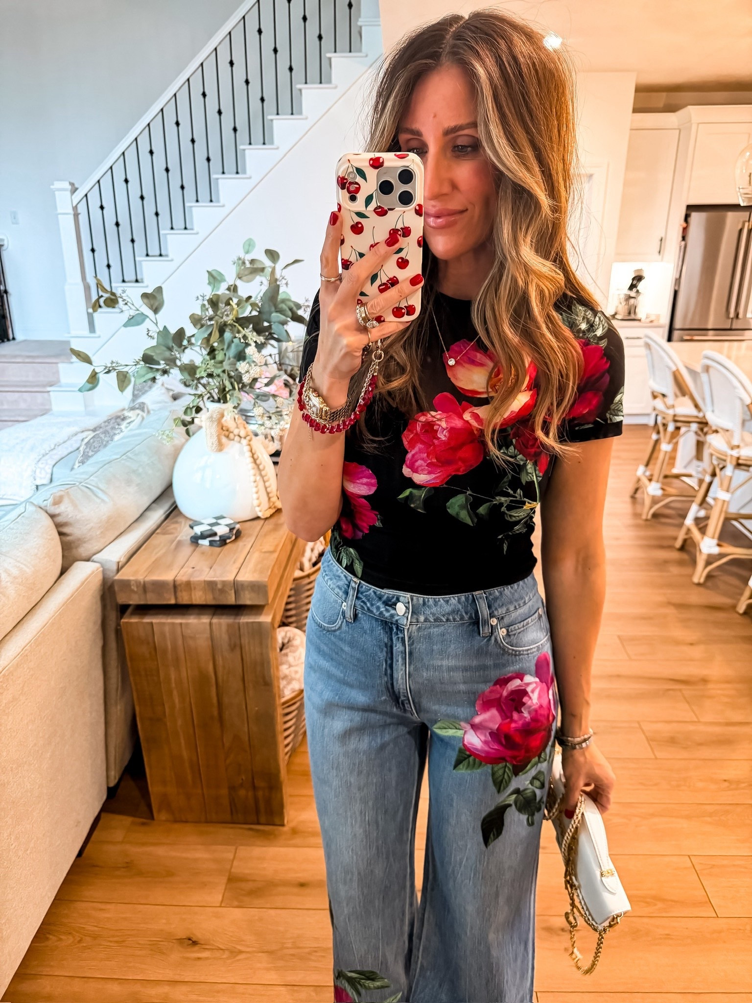 Spring outfit inspo, floral styles, printed jeans, spring trends, themominstyle 
Size medium top & 30 bottoms

#LTKootd #LTKSeasonal #LTKOver40