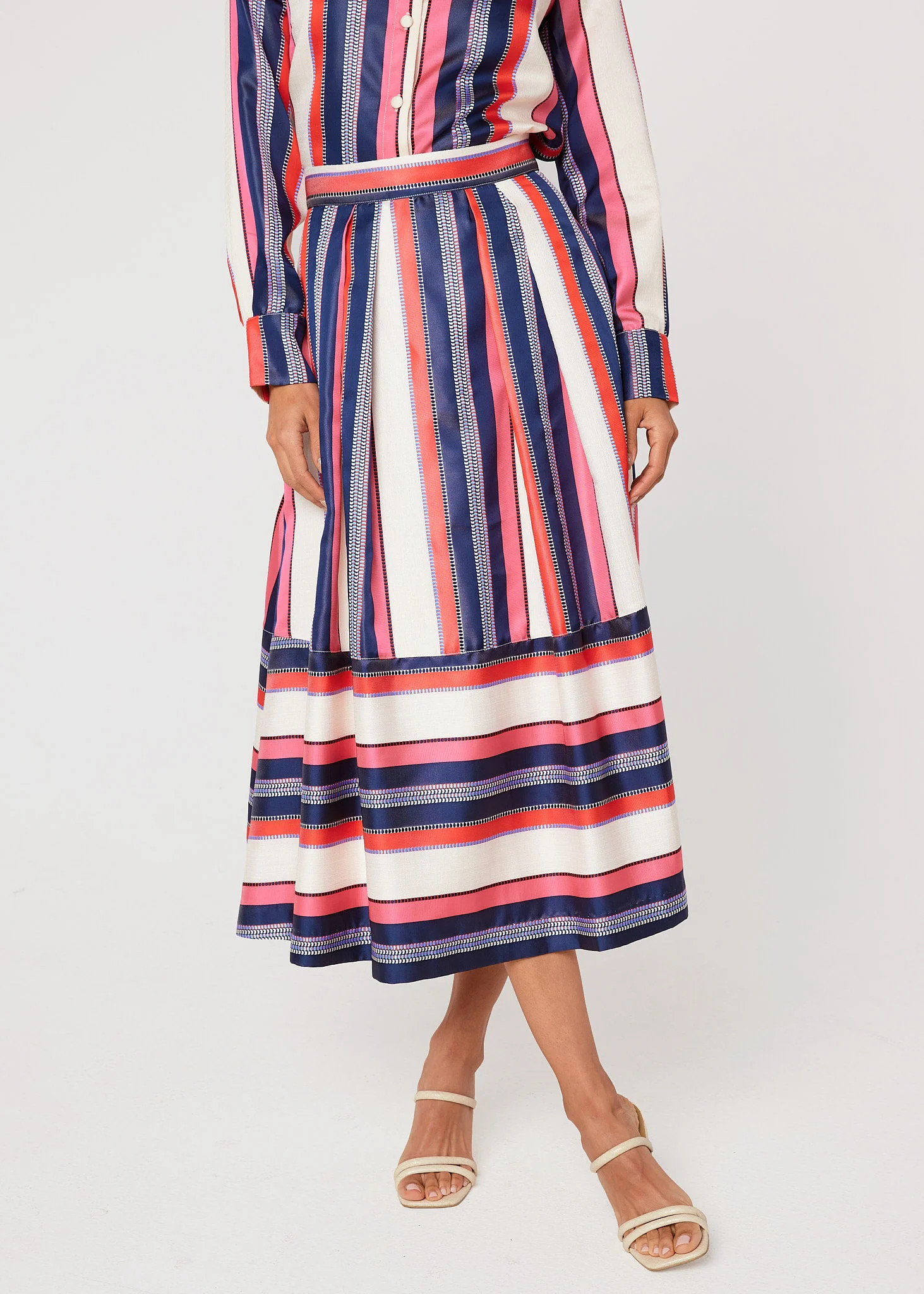 Catherine Skirt Carnation Coastal Stripe Jacquard | Abbey Glass