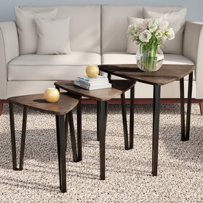 Hastings Home Set of 3 Nesting Tables, Modern Woodgrain Look for Living Room Coffee Tables or Nightstands | Target