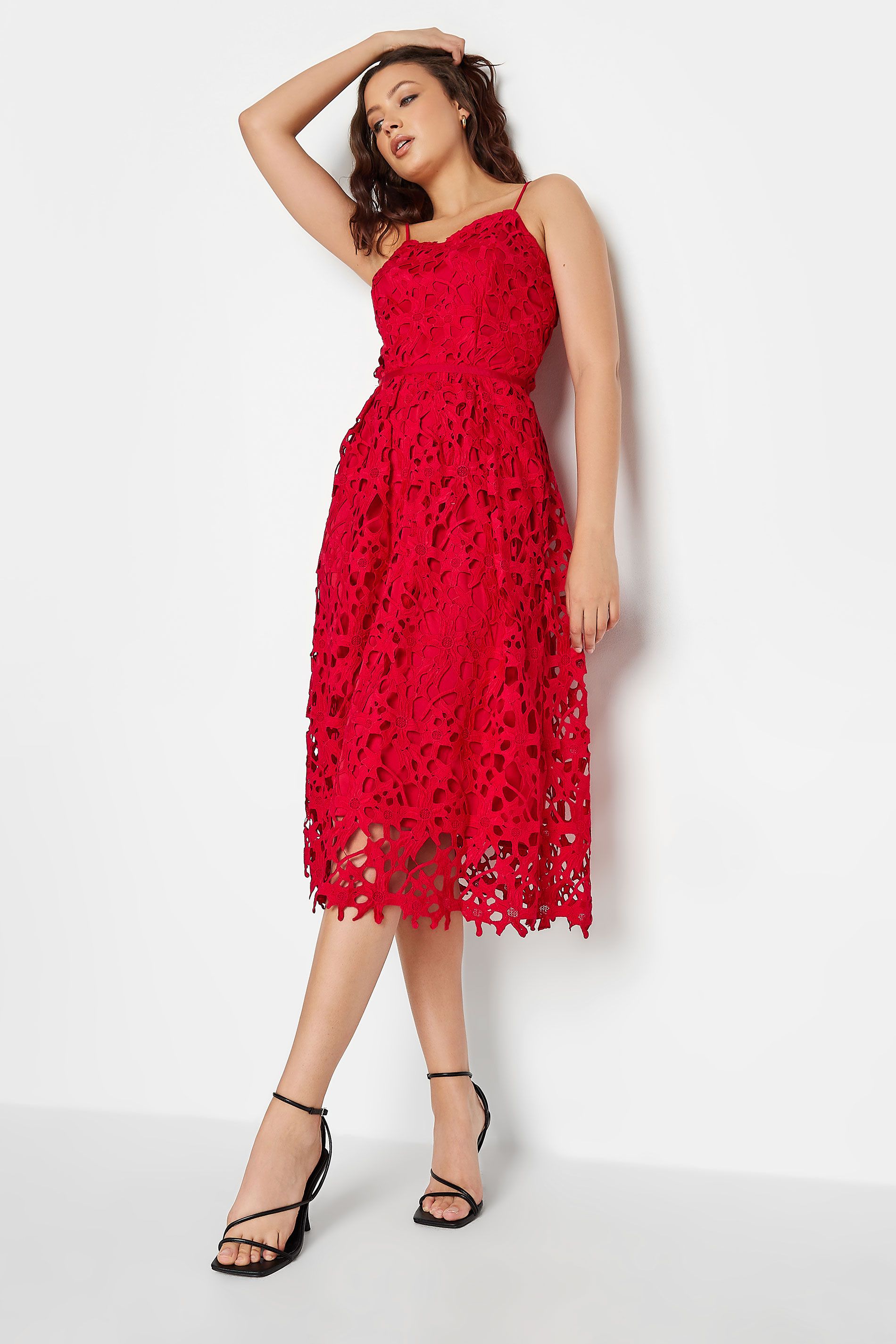 LTS Tall Red Lace Midi Dress | Long Tall Sally