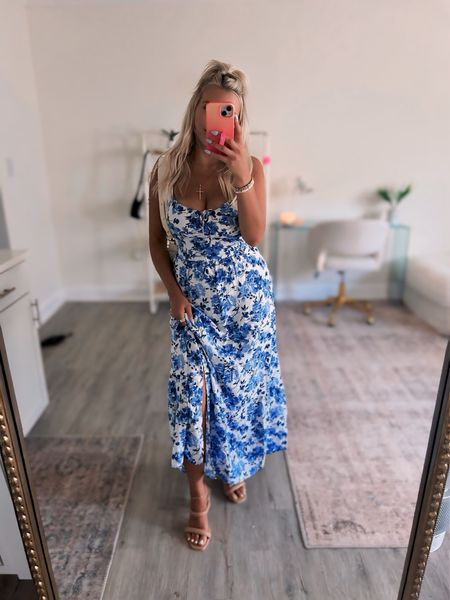 In my dress era 🩵 loving this one so much, the blues are so pretty! Perfect for summer, weddings or graduations! I did a size small! 

Wearing a large bralette and I’m a 34 DDD, medium in undies 

Petite dresses, graduation dress, wedding guest dress, vacation dress 

#LTKMidsize #LTKStyleTip #LTKFindsUnder50