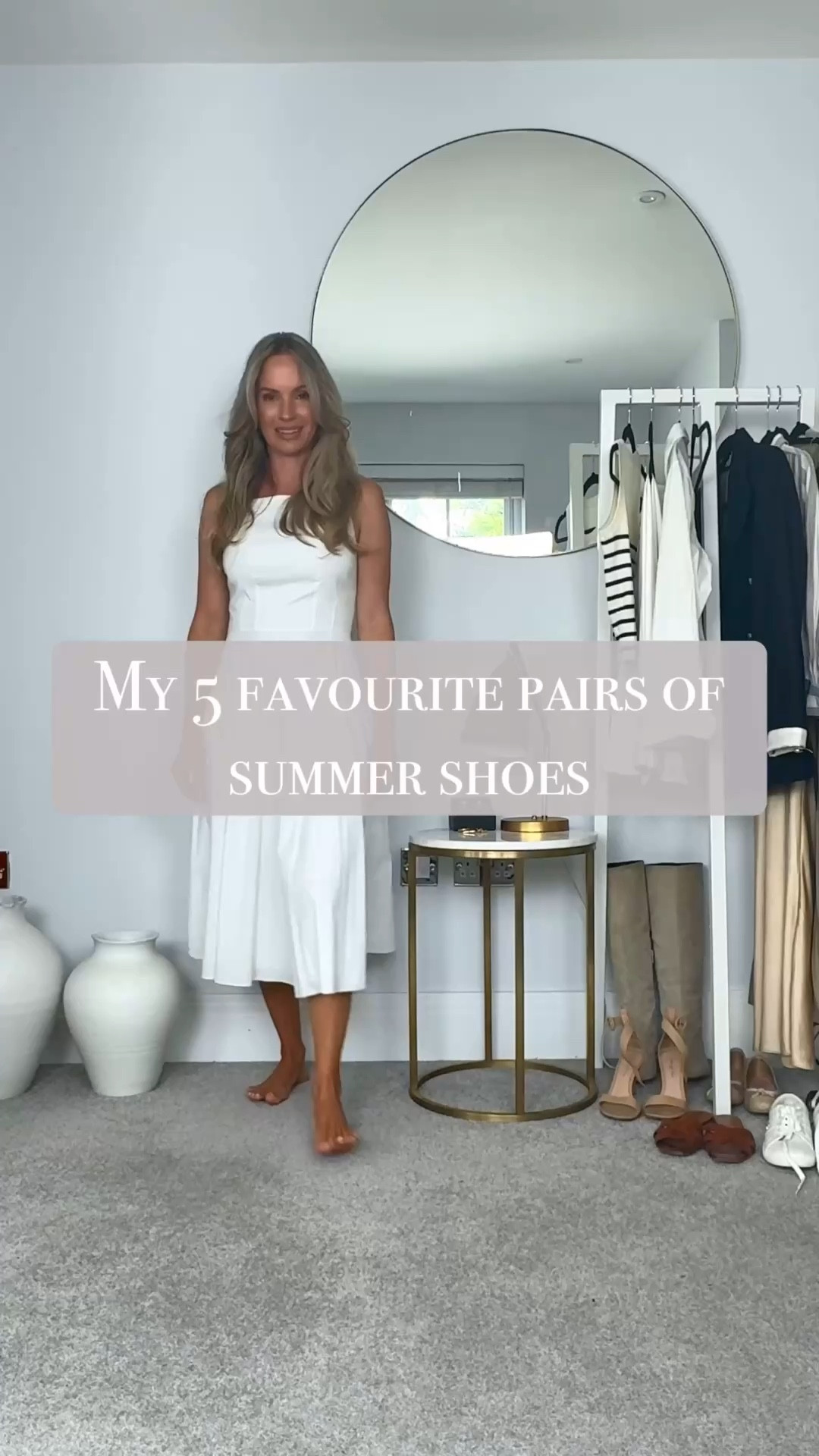 My 5 favourite summer shoes in my capsule wardrobe 🤍

Between these 5, I genuinely don’t feel like I need anything else for summer.

I styled all of them with the same dress so you can clearly see how much the shoe alone changes the feel of the outfit.

1. Fabric trainers - comfortable, slightly playful, and easy to wear. Perfect for something like a picnic or a bike ride.

2. Nude barely there sandals - subtle, but they add a bit of polish. Still very wearable, even with an 8.5 cm heel.

3. Ballet flats - soft and feminine. Ideal for a coffee date or a walk into town.

4. Statement sandals - these naturally become the focal point. They carry the outfit on their own.

5. Luxe sandals - comfortable but still put together. Think Italian holiday or shopping in St Tropez.

🤍You can find the items I’m wearing in my link in bio, or just comment “link” and I will DM the links to you 🤍

If you feel overwhelmed by your wardrobe and want clarity on your personal style, do the 7 Day Wardrobe Reset - I will show you step by step how to clear out, help you understand what you actually like, identify what’s missing, and figure out what to buy next. 

Just comment “reset” and use the code “FIRST40” for 40% off.

#tessmontgomery #wardrobeexpert #summerwardrobe #summershoes #capsulewardrobe

#LTKSeasonal #LTKOver40 #LTKgrwm