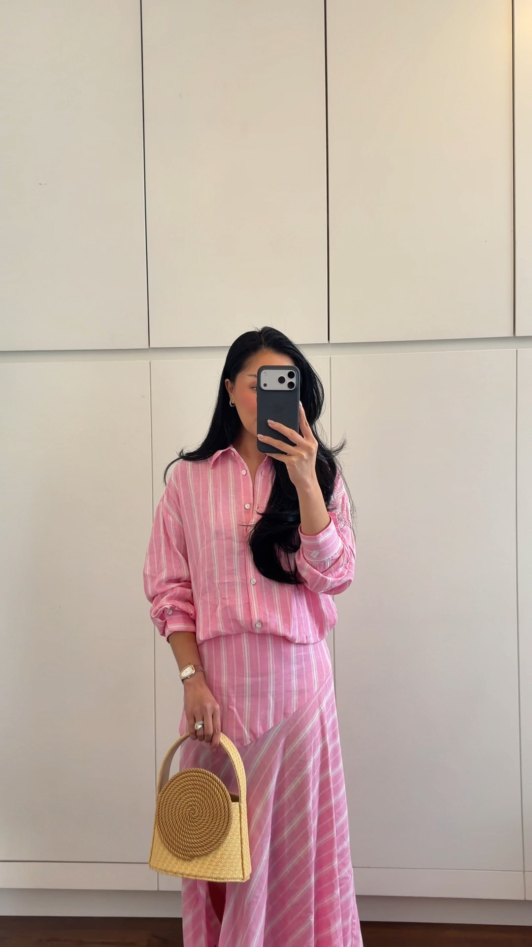 This outfit screams springtime! Love the baby pink and stripes. These pieces can easily be worn separately with items in your closet as well! 

Wearing both in XS and the leather strappy heels fit TTS! ￼

#LTKootd #LTKPetite #LTKSeasonal