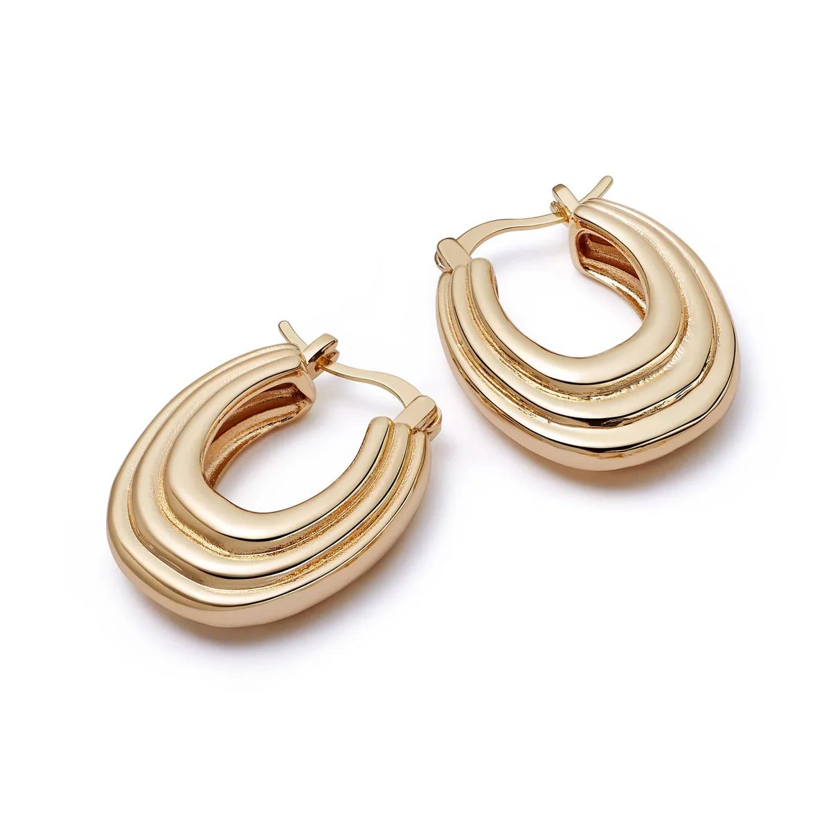 Polly Sayer Chunky Ridge Hoop Earrings 18ct Gold Plate | Daisy London Jewellery