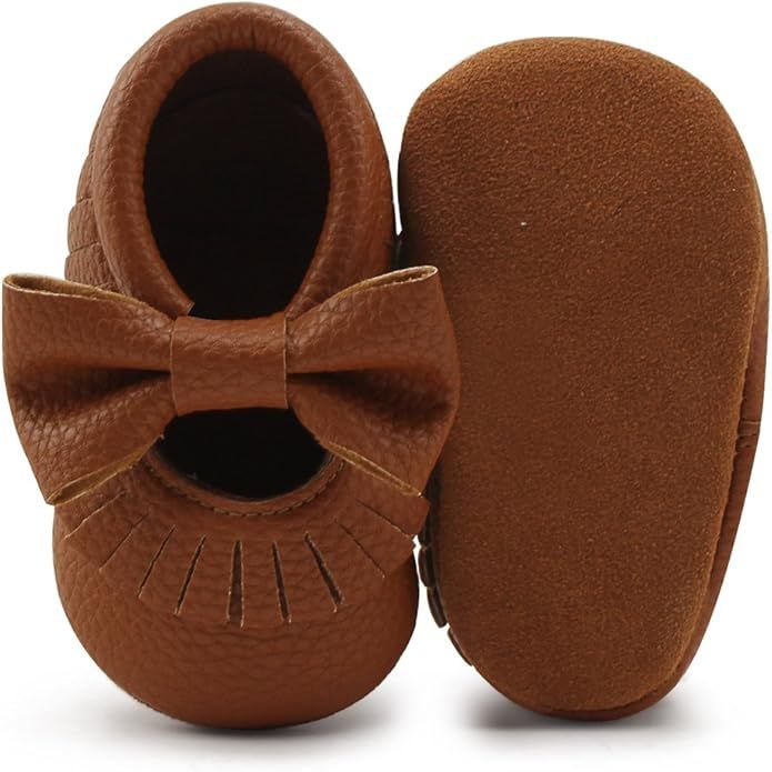 Delebao Infant Toddler Baby Soft Sole Tassel Bowknot Moccasinss Crib Shoes | Amazon (US)