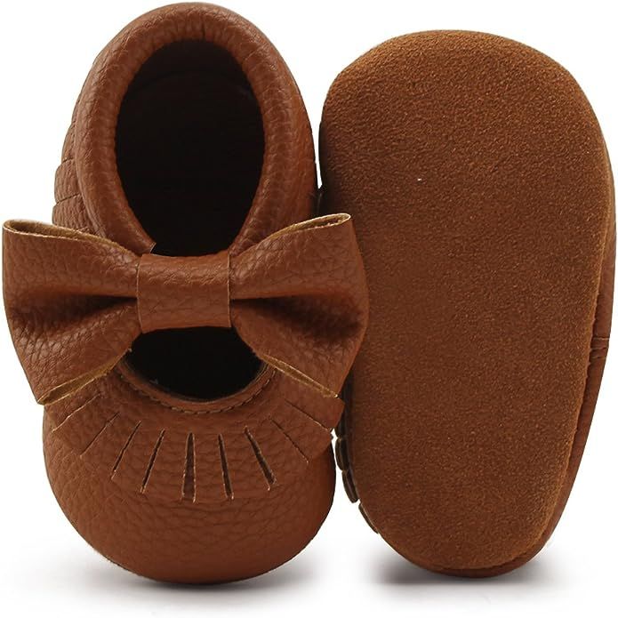 Delebao Infant Toddler Baby Soft Sole Tassel Bowknot Moccasinss Crib Shoes | Amazon (US)