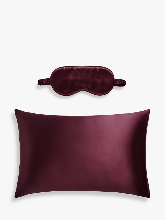 John LewisOrganic Mulberry Eye Mask and Silk Standard Pillowcase, Damson | John Lewis (UK)