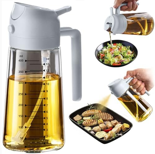 TrendPlain 16oz/470ml Glass Olive Oil Sprayer for Cooking – 2 in 1 Olive Oil Dispenser Bottle f... | Amazon (US)