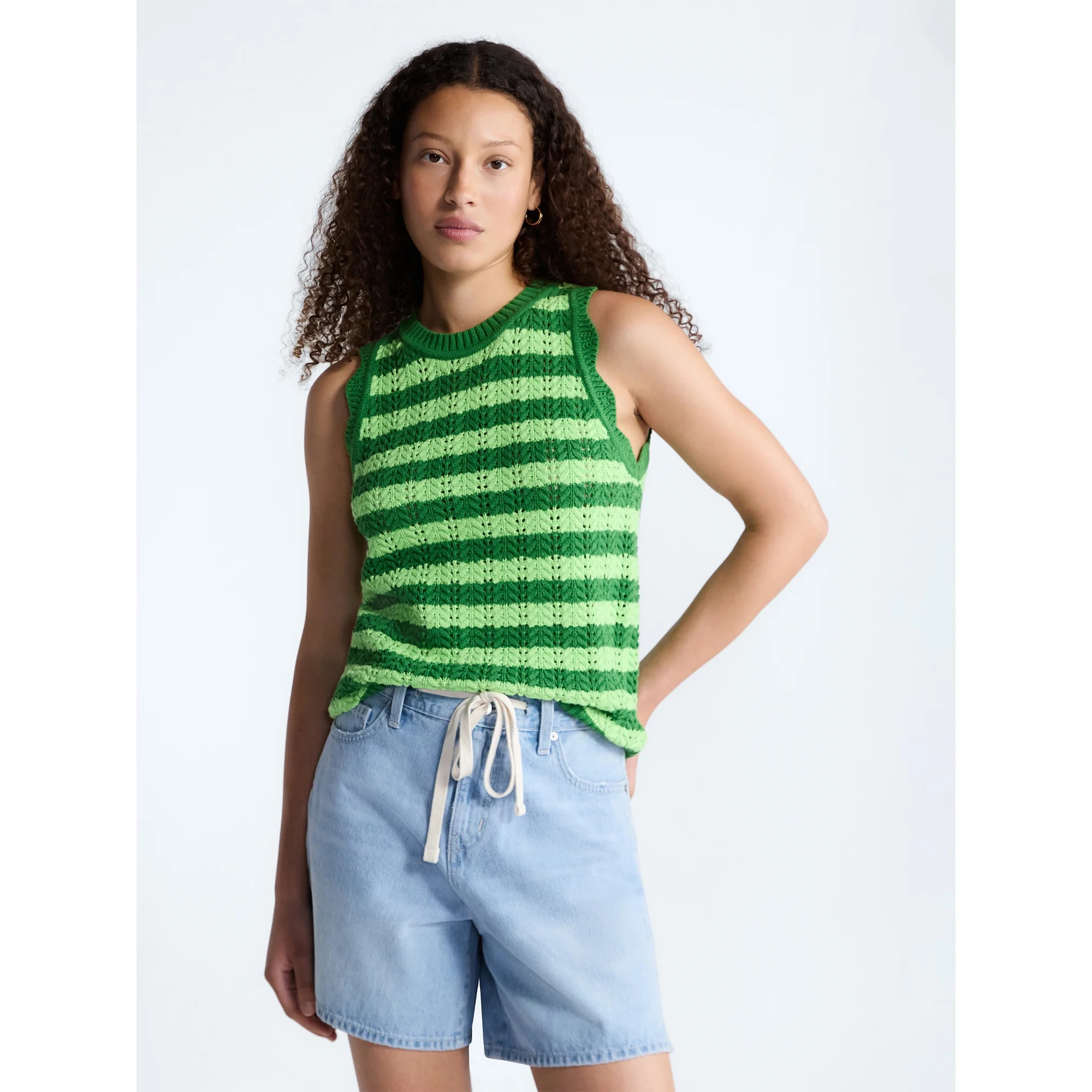 Free Assembly Women's Crochet Cotton Racerback Tank Top, Lightweight, Sizes XS-XXL | Walmart (US)
