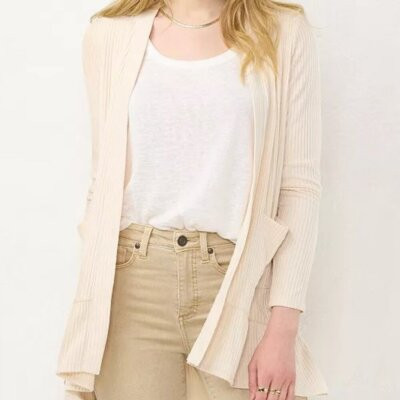 Women's LC Lauren Conrad Ruffle-Hem Layering Cardigan - XXL - English Cream -NWT | eBay US